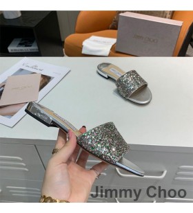 Jimmy Choo Minea Diapositivas De Las Mujeres Brillo De La Tela Verde