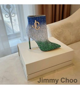 Jimmy Choo Minori 105 Tobillo Botines Glitter Mujeres se Degradan Con JC Emblema Azul