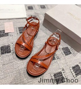 Jimmy Choo Pino Plataforma Sandalias Planas De Mujer Vachetta De Cuero Marrón