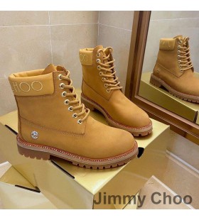 Jimmy Choo Timberland Botas De Mujer De Nubuck De Cuero Con Logotipo Bordado De Color Marrón