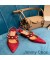 جيمي تشو راي 65 مضخات Slingback في النساء من جلد الغزال مع اللؤلؤ الأحمر