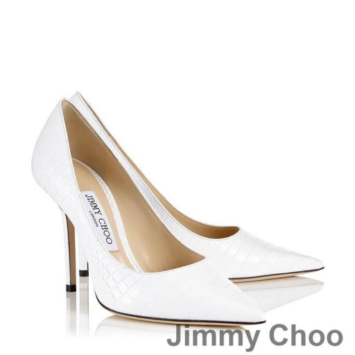 جيمي تشو الحب 100 مضخات المرأة التمساح تنقش الجلود البيضاء