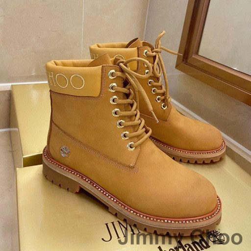 جيمي تشو الأحذية مشجرة المرأة Nubuck جلدية مع شعار المطرزة البني