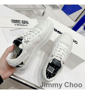 جيمي تشو ايه ف فلوران و أحذية رياضية للجنسين جلد العجل و قماش بيضاء