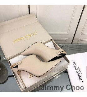 جيمي تشو Lexx 100 Slingback في البغال المرأة جلدية مع سلسلة تقليم البيج