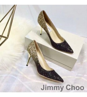 جيمي تشو الحب مضخات بريق المرأة والحط من نسيج أسود/الذهب