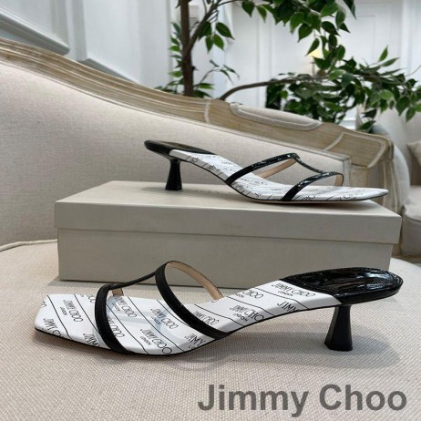 Jimmy Choo Maelie 60 Podpatky Snímky Ženy Lakované Kůže s Dopis Tisk Bílá