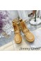 Jimmy Choo Cora S Plochou Bojové Boty Dámské Semišové S Crystal Sponou Camel