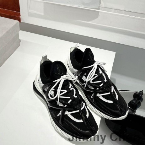 Jimmy Choo Kosmos F Low Top Sneakers Kvinder I Læder Og Neopren-Sort/Hvid
