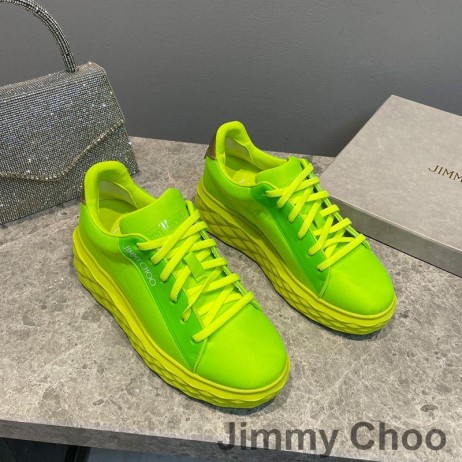 Jimmy Choo Diamond Light Maxi F Sneakers Kvinder Strik Med Platform Sål Grøn