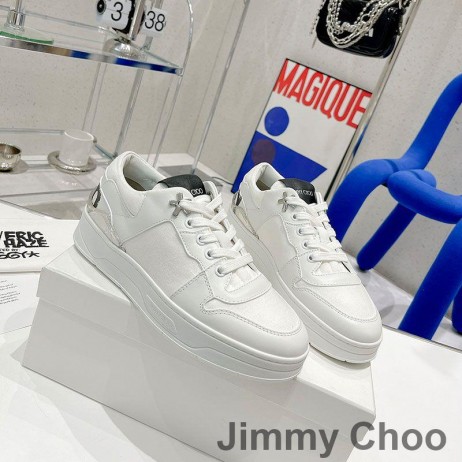 Jimmy Choo Eh P Florent F Sneakers Unisex Kalv Læder Og Lærred Hvid