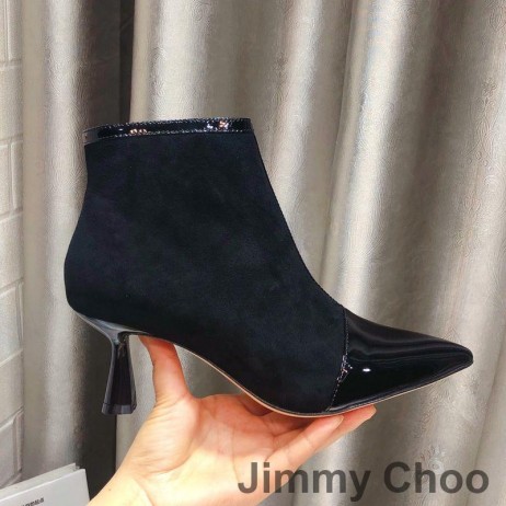 Jimmy Choo Kix Z 65 Ankel Støvletter Kvinder Patent Læder Og Ruskind Sort