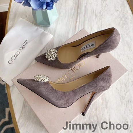 Jimmy Choo Romy Pumper Kvinder Ruskind Med Pearl Forskønnet Grå