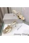 Jimmy Choo Anis 85 Slagside Dias Kvinder Patent Læder, Guld/Hvid