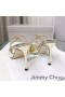 Jimmy Choo Anis 85 Slagside Dias Kvinder Patent Læder, Guld/Hvid