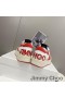 Jimmy Choo Eh P Florent F Sneakers Unisex Kalv Læder Og Lærred Med Glitter Eneste Hvid/Rød