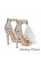 Jimmy Choo Viola 100 Sandaler Kvinder Ruskind Med Krystal Forskønnet Og Strudsefjer Nøgen