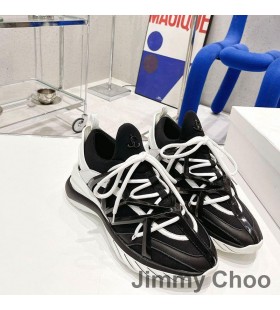 Jimmy Choo Kosmos F Low Top Sneakers Unisex LÃ¦der Og Silke Sort/Hvid