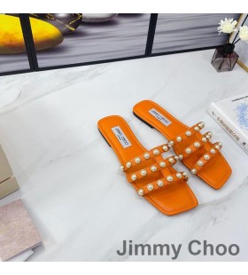 Jimmy Choo Hazal Dias Kvinder Nappa Med Perle Nitter Orange