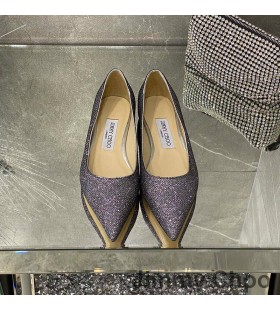 Jimmy Choo Love Flats Women Glitter Degrade Fabric Purple/Grey