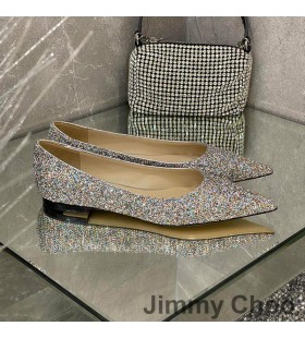 Jimmy Choo Kærlighed Lejligheder Kvinder Glitter Nedbryder Stof Sølv/Blå
