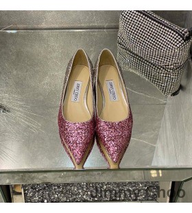 Jimmy Choo Kærlighed Lejligheder Kvinder Glitter Nedbryder Stof Sølv/Rose