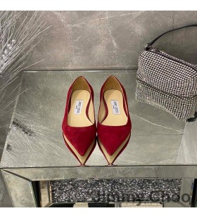 Jimmy Choo Kærlighed Lejligheder Kvinder Rød Ruskind