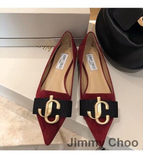 Jimmy Choo Kærlighed Lejligheder Kvinder Ruskind Med JC Logo Rød