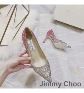Jimmy Choo Kærlighed Pumper Kvinder Glitter Nedbryder Stof Sølv/Pink