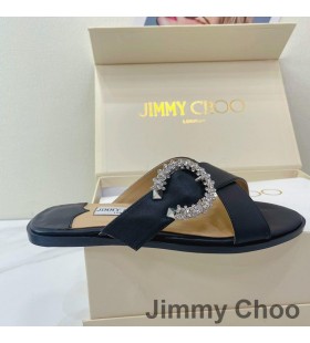 Jimmy Choo Marle Dias Kvinder Får Læder Med Krystaller Spænde Sort