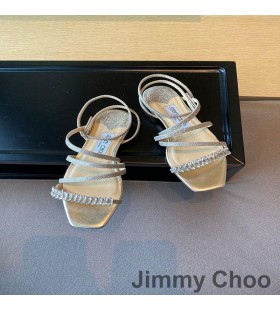 Jimmy Choo Meira Sandaler Kvinder Nappa Læder Med Blade Crystal Udsmykning Sølv