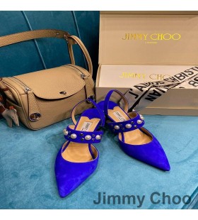 Jimmy Choo Ray 65 Slingback Pumper Kvinder Ruskind Med Perler Blå