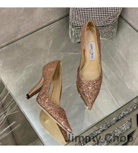 Jimmy Choo Romy Pumper Kvinder Glimmer Stof Rose Guld