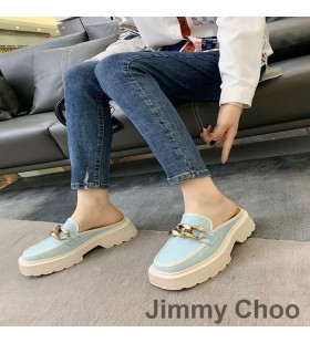 Jimmy Choo Ultra-let Skummende Platform Muldyr Kvinder Kalv Læder Med Kæde Blå