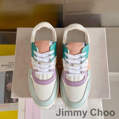 Jimmy Choo Florent M-Sneakers Vrouwen Kalfsleer Met Choo Letters Wit/Grijs