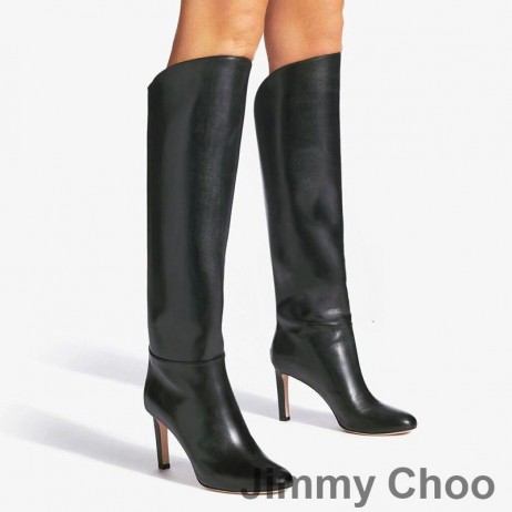 Jimmy Choo Karter 100 Knie Booties Vrouwen Kalf Leer Zwart