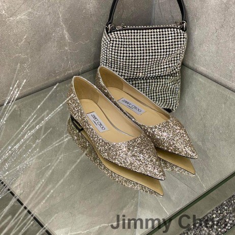 Jimmy Choo Liefde Flats Vrouwen Glitter Degraderen Stof Taupe