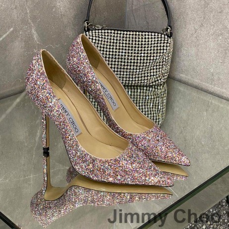 Jimmy Choo Liefde Pompen Vrouwen Glitter Degraderen Stof Paars