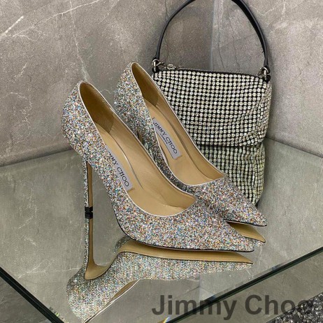 Jimmy Choo Liefde Pompen Vrouwen Glitter Degraderen Stof Zilver/Blauw