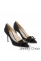 Jimmy Choo Ari 100 Pompen Vrouwen Suede Met JC-Logo En Grosgrain Strik Zwart