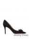 Jimmy Choo Ari 100 Pompen Vrouwen Suede Met JC-Logo En Grosgrain Strik Zwart