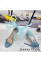 Jimmy Choo Aveline 100 Sandalen Vrouwen Suede Met Extra Grote Mazen Bogen Sky Blue