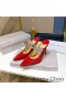 Jimmy Choo Bing Muildieren Vrouwen Suede Met Kristal En Parel Riem Rood