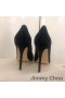 Jimmy Choo Liefde 100 Pompen Vrouwen Suede Met Witte JC Embleem Zwart