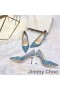 Jimmy Choo Liefde Pompen Vrouwen Glitter Degraderen Stof Blauw/Zilver