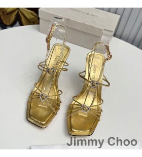 Jimmy Choo Indiya 85 Sandalen Vrouwen Nappaleer Met Crystal Hart Van Goud