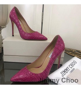 Jimmy Choo Liefde 100 Pompen Vrouwen Krokodil In Reliëf Lederen Rose