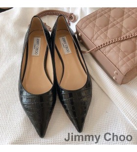 Jimmy Choo Liefde Flats Vrouwen Krokodil Reliëf Leer Zwart