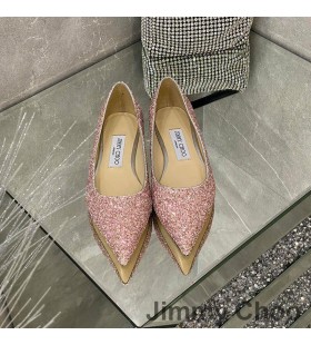 Jimmy Choo Liefde Flats Vrouwen Glitter Degraderen Stof Cherry