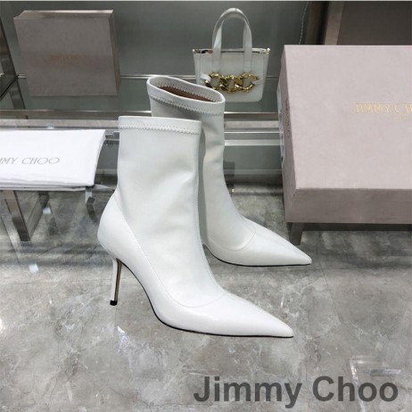Jimmy Choo Beyla 85 Nilkan Saapikkaat Naisten Vasikka Nahka Valkoinen